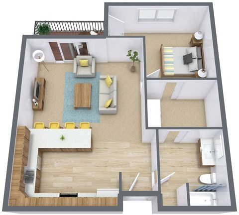 Sandy Creek Apartments | One Bedroom Plan 11A
